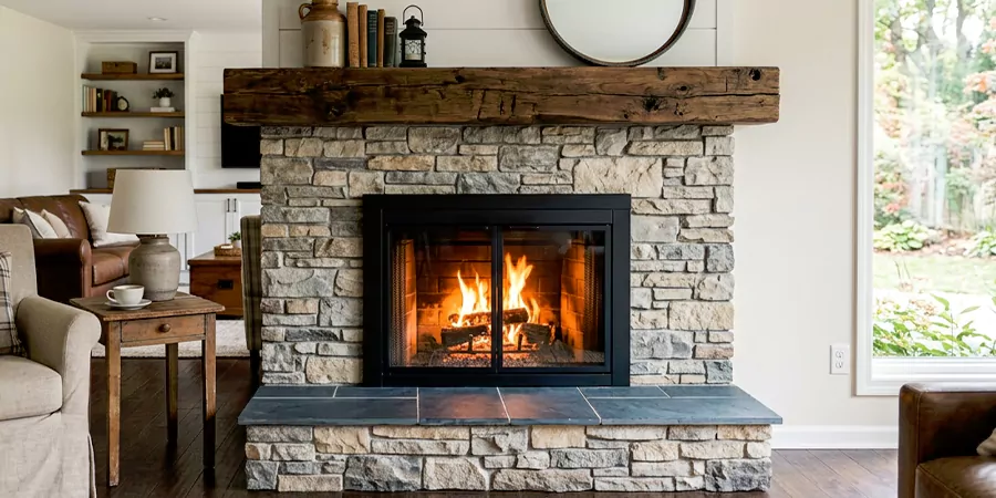 Modern and Farmhouse Fireplace Makeover Howell