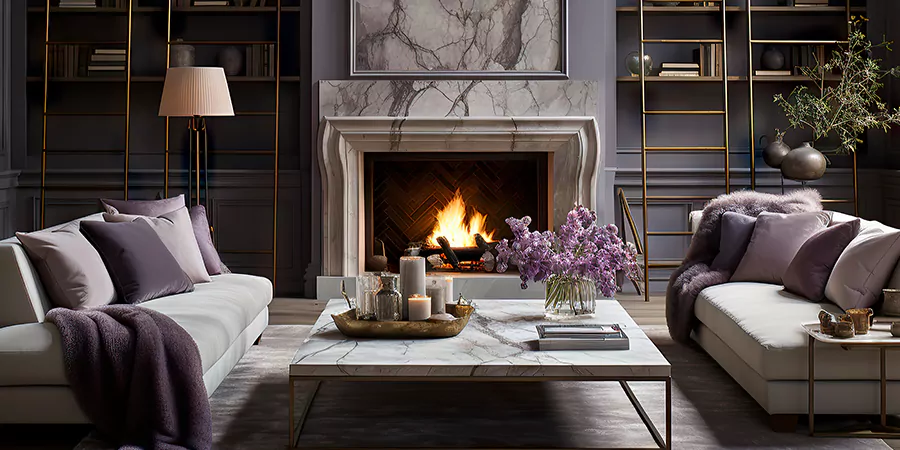 Modern Tile and Stone Fireplace Design Howell
